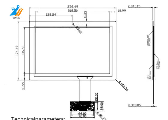 10.1 pulgadas de panel táctil capacitivo proyectado todo en un vidrio ITO