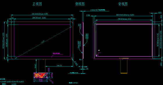 13.3'' Panel industrial de pantalla táctil múltiple con interfaz USB y IIC con estructura G+G