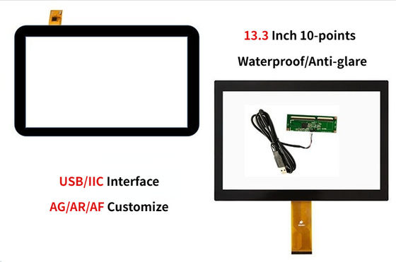 13.3'' Panel industrial de pantalla táctil múltiple con interfaz USB y IIC con estructura G+G